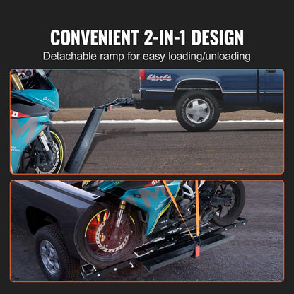 VEVOR Motorcycle Carrier, 600 LBS Steel Motorcycle Carrier Hitch Mount with Loading