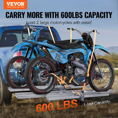 VEVOR Motorcycle Carrier, 2-Bike 272.15KGS Aluminum Motorcycle Carrier Hitch Mount,