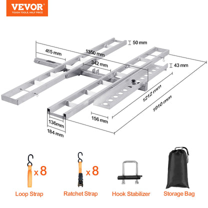 VEVOR Motorcycle Carrier, 2-Bike 272.15KGS Aluminum Motorcycle Carrier Hitch Mount,