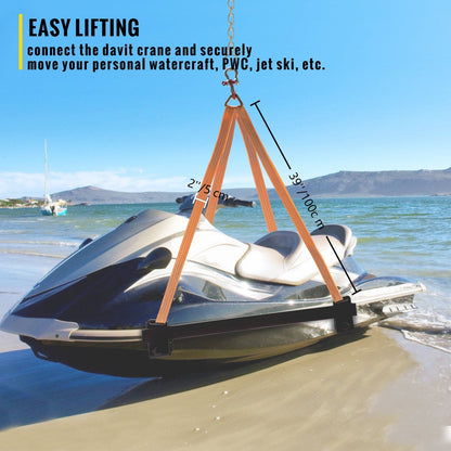 Heavy-Duty Jet Ski Lift Sling with 454 kg Capacity and Steel Brackets