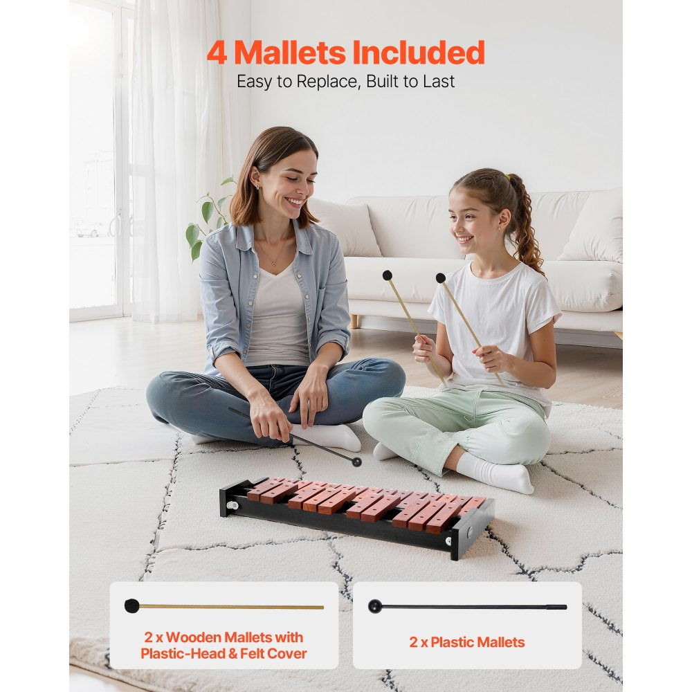 Glockenspiel Xylophone, 25 Notes, Wooden Professional Xylophone Percussion Instrument, with 4 Mallets, Carrying Bag, Beginner Glockenspiel Musical Instrument Kit for Adults and Kids Students