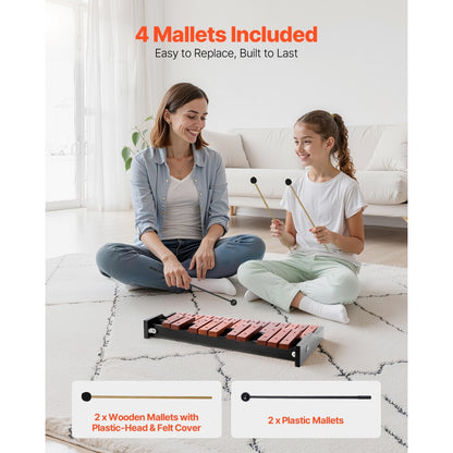 Glockenspiel Xylophone, 25 Notes, Wooden Professional Xylophone Percussion Instrument, with 4 Mallets, Carrying Bag, Beginner Glockenspiel Musical Instrument Kit for Adults and Kids Students