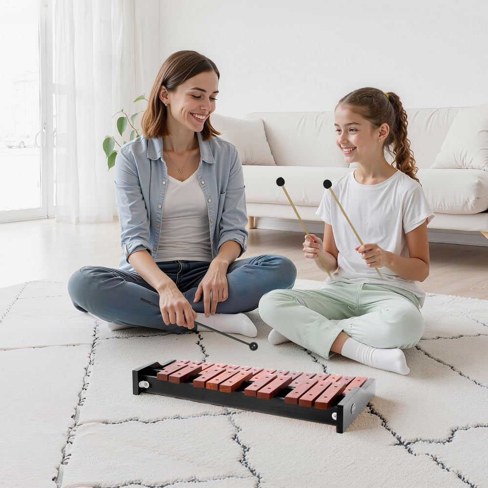 Glockenspiel Xylophone, 25 Notes, Wooden Professional Xylophone Percussion Instrument, with 4 Mallets, Carrying Bag, Beginner Glockenspiel Musical Instrument Kit for Adults and Kids Students