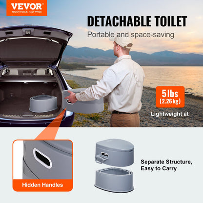 VEVOR Portable Toilet for Camping, Porta Potty with 5L Detachable Inner Bucket &