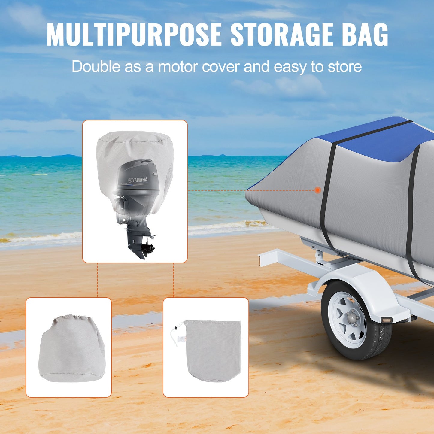VEVOR Jet Ski Cover 320-342 cm Trailerable Waterproof PWC Cover, Heavy-duty 600D
