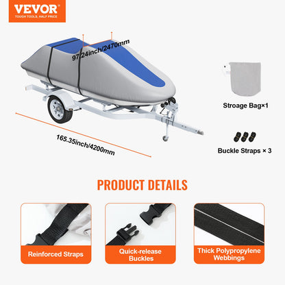 VEVOR Jet Ski Cover 320-342 cm Trailerable Waterproof PWC Cover, Heavy-duty 600D