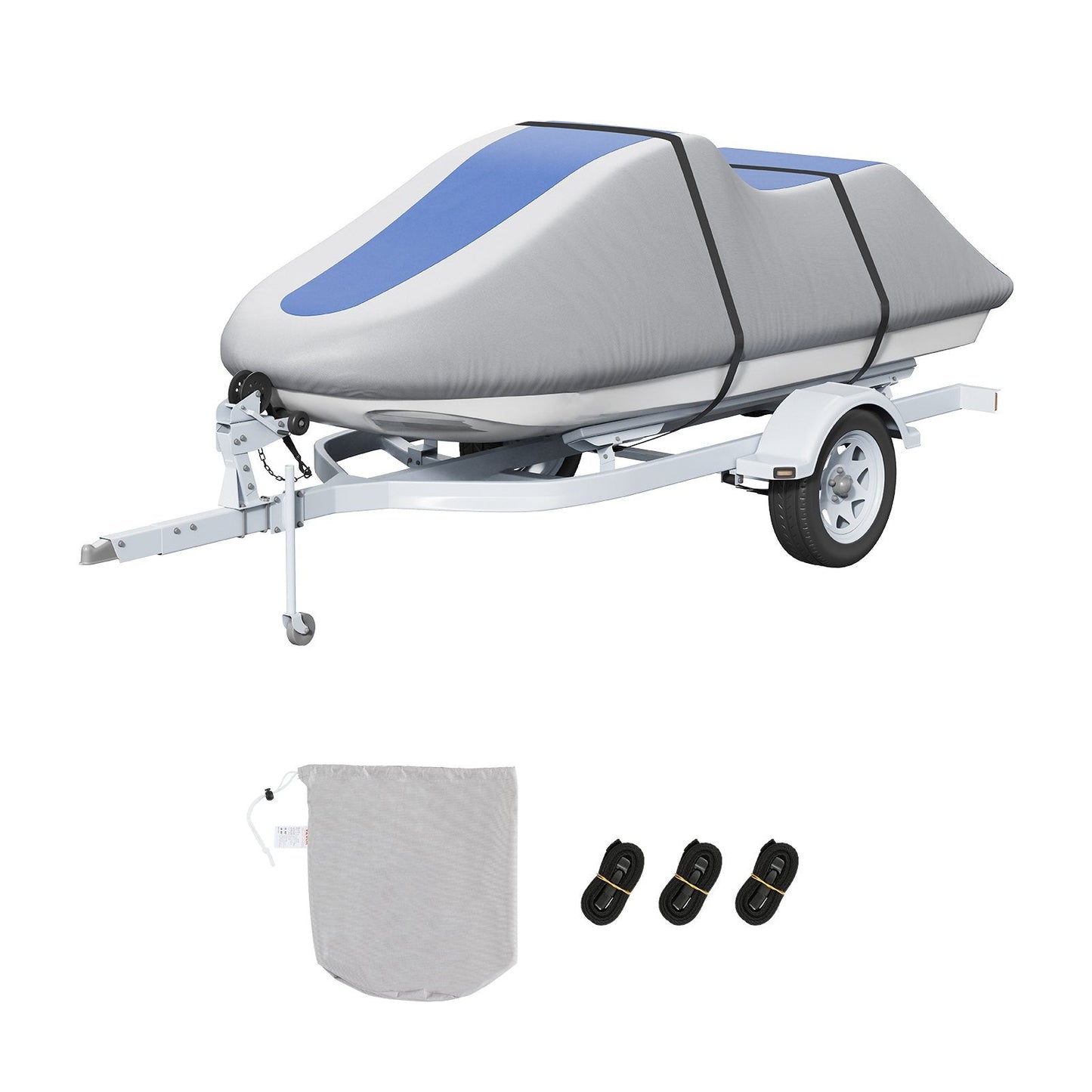 Durable Jet Ski Cover 3.2-3.42m, Waterproof, UV Resistant, Grey/Blue