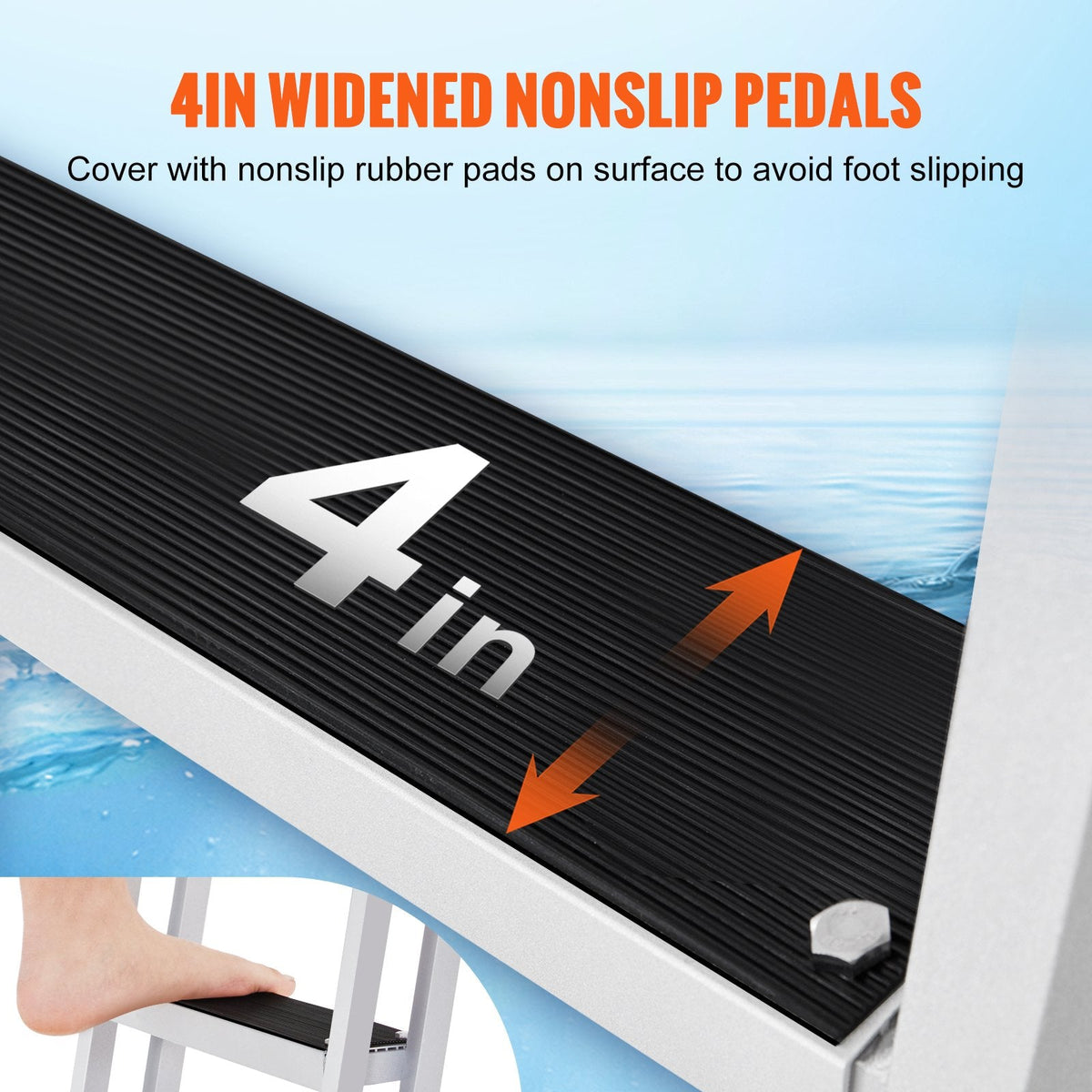 Removable five-step dock ladder supports up to 350 lbs with durable aluminum alloy construction for marine boarding