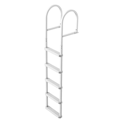 Removable Dock Ladder, 5 Steps, Aluminum Alloy Pontoon Boat Swim Ladder, with Non-Slip Wide PP Steps, 227 kg Weight Capacity, Quick Release Design, for Lake Swimming, Pool, Marine Boarding