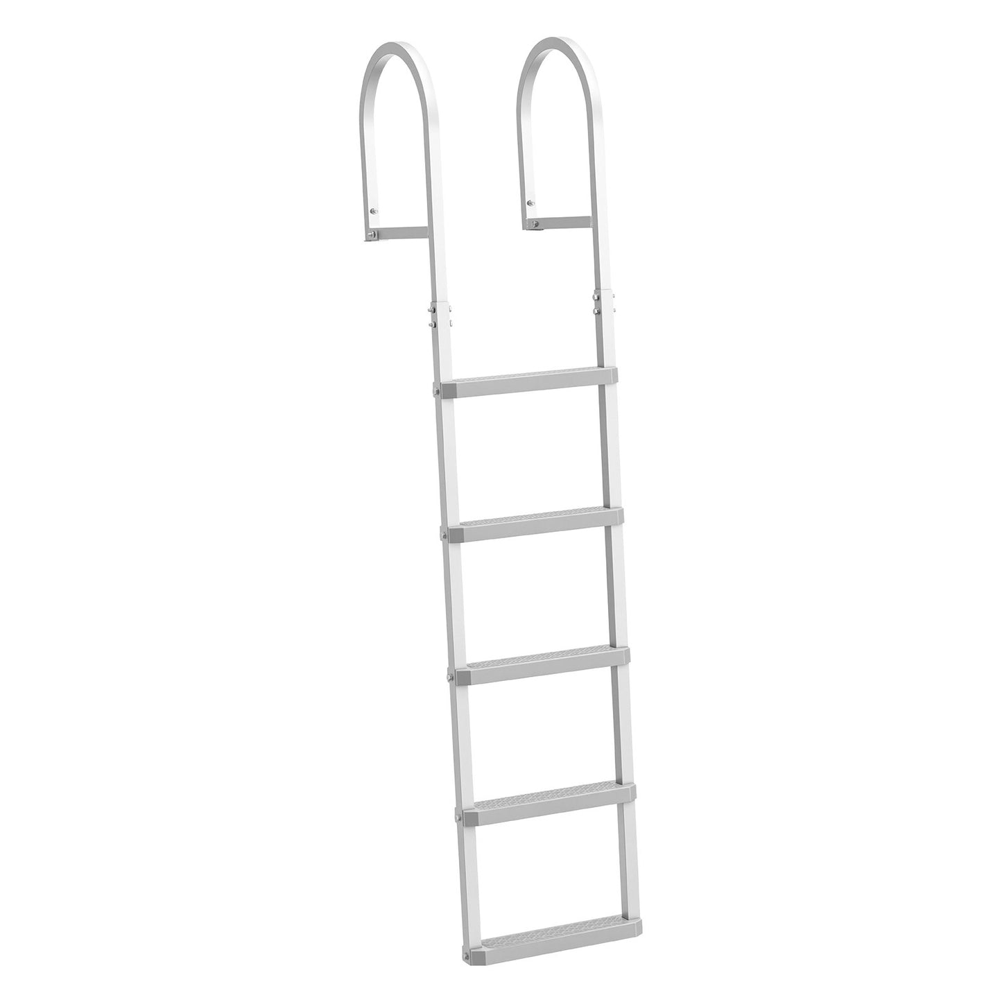 Removable Dock Ladder, 5 Steps, Aluminum Alloy Pontoon Boat Swim Ladder, with Non-Slip Wide PP Steps, 227 kg Weight Capacity, Quick Release Design, for Lake Swimming, Pool, Marine Boarding