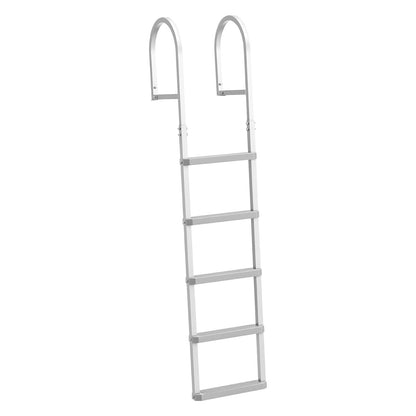 Removable Dock Ladder, 5 Steps, Aluminum Alloy Pontoon Boat Swim Ladder, with Non-Slip Wide PP Steps, 227 kg Weight Capacity, Quick Release Design, for Lake Swimming, Pool, Marine Boarding