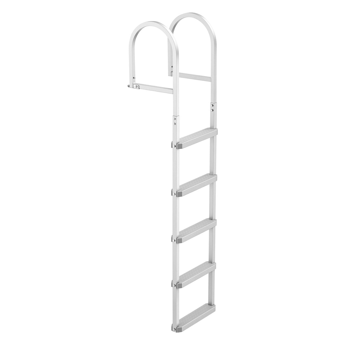 Removable Dock Ladder, 5 Steps, Aluminum Alloy Pontoon Boat Swim Ladder, with Non-Slip Wide PP Steps, 227 kg Weight Capacity, Quick Release Design, for Lake Swimming, Pool, Marine Boarding