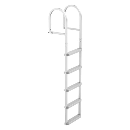Removable Dock Ladder, 5 Steps, Aluminum Alloy Pontoon Boat Swim Ladder, with Non-Slip Wide PP Steps, 227 kg Weight Capacity, Quick Release Design, for Lake Swimming, Pool, Marine Boarding