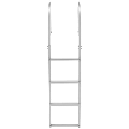 Removable Dock Ladder, 4 Steps, Aluminum Alloy Pontoon Boat Swim Ladder, with Non-Slip Wide Steps, 227 kg Weight Capacity, Quick Release Design, for Lake Swimming, Pool, Boat, Marine Boarding