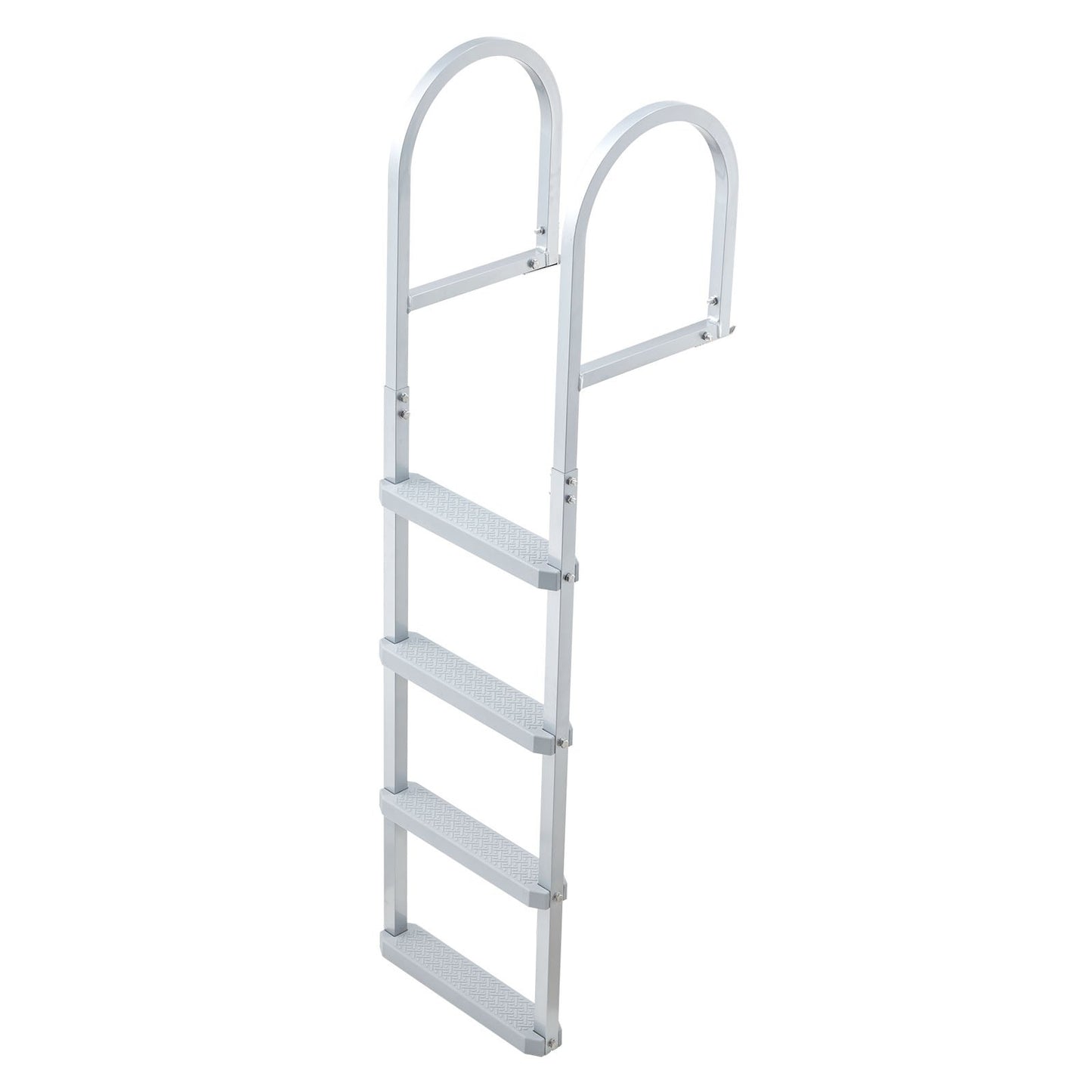 Removable Dock Ladder, 4 Steps, Aluminum Alloy Pontoon Boat Swim Ladder, with Non-Slip Wide PP Steps, 227 kg Weight Capacity, Quick Release Design, for Lake Swimming, Pool, Marine Boarding