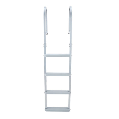 Removable Dock Ladder, 4 Steps, Aluminum Alloy Pontoon Boat Swim Ladder, with Non-Slip Wide PP Steps, 227 kg Weight Capacity, Quick Release Design, for Lake Swimming, Pool, Marine Boarding
