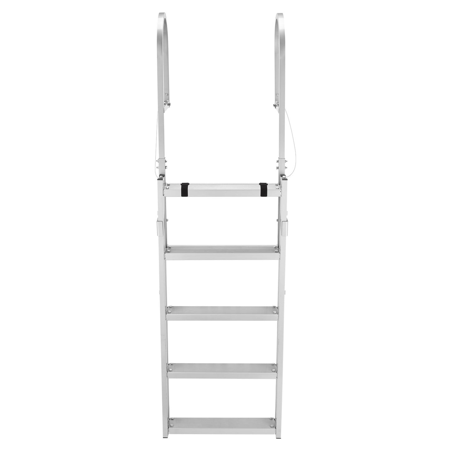 Retractable Dock Ladder, 5 Steps, Aluminum Alloy Pontoon Boat Swim Ladder, with Non-Slip Wide Steps, 159 kg Weight Capacity, Adjustable Height, for Lake Swimming, Pool, Boat, Marine Boarding