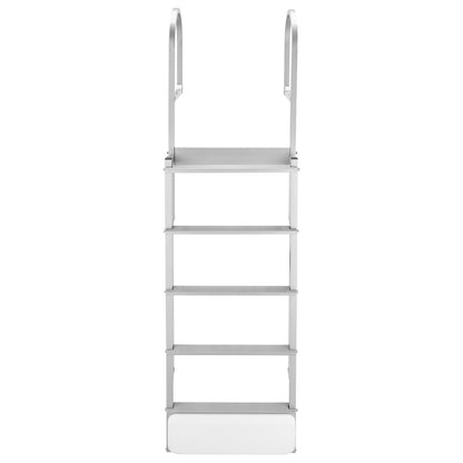 Retractable Dock Ladder, 5 Steps, Aluminum Alloy Pontoon Boat Swim Ladder with Auto-Lift Float, Non-Slip Wide Steps, 227 kg Weight Capacity, Adjustable Height, for Lake Pool Marine Boarding