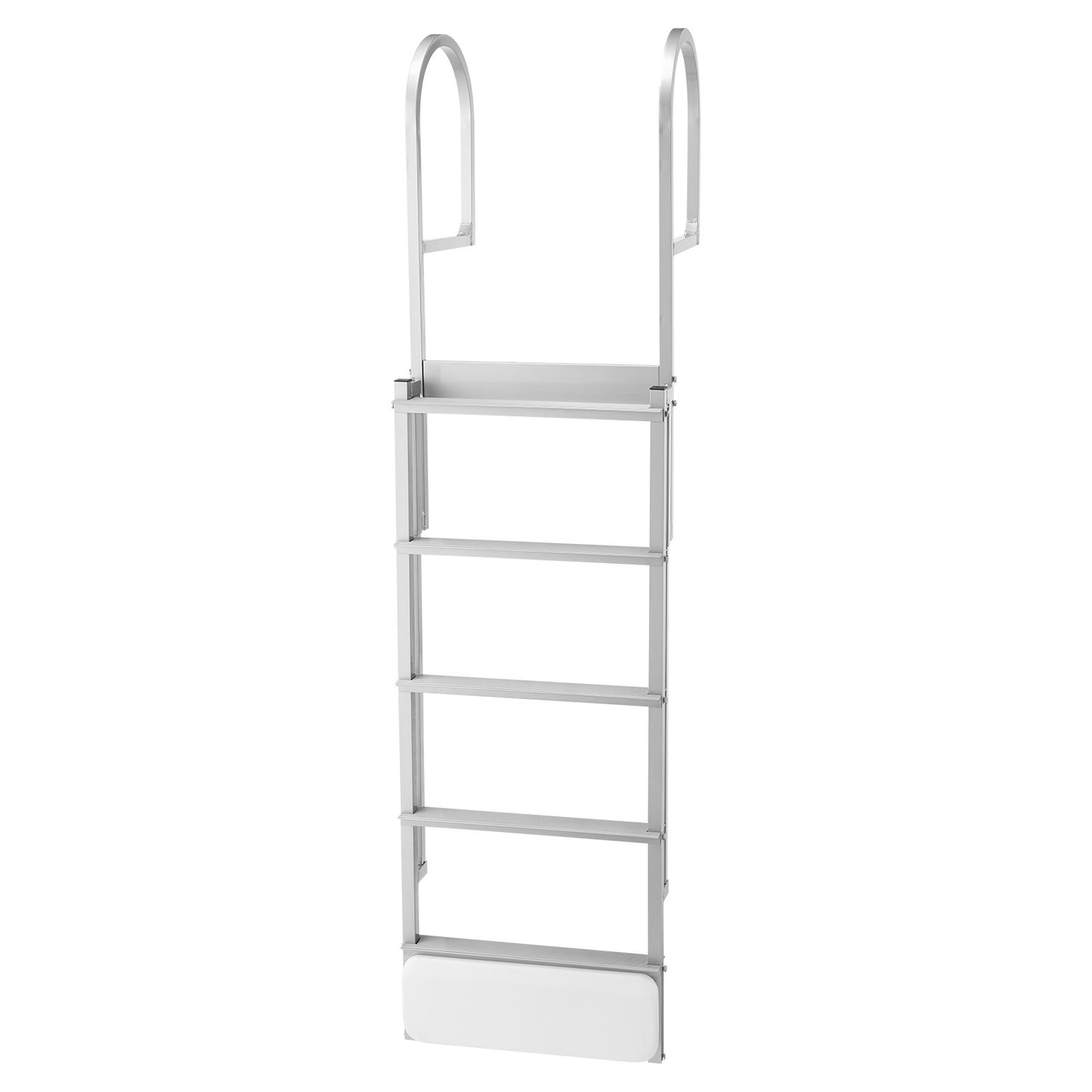 Retractable Dock Ladder, 5 Steps, Aluminum Alloy Pontoon Boat Swim Ladder with Auto-Lift Float, Non-Slip Wide Steps, 227 kg Weight Capacity, Adjustable Height, for Lake Pool Marine Boarding