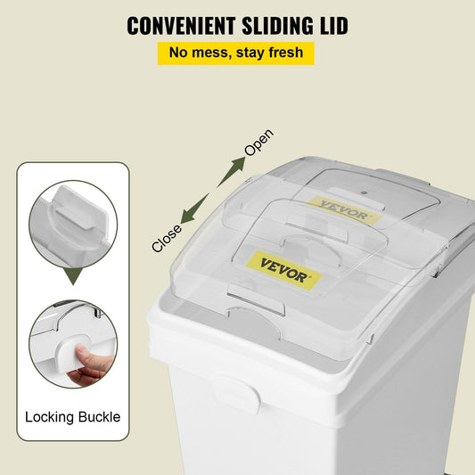 Ingredient Storage Bins with Wheels, 20L Capacity, Set of 3 with Scoop & Lid