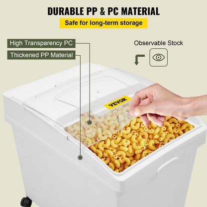 VEVOR Ingredient Bin, 10.5 Gallons Capacity Ingredient Storage Bin, PP Material