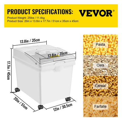 VEVOR Ingredient Bin, 10.5 Gallons Capacity Ingredient Storage Bin, PP Material