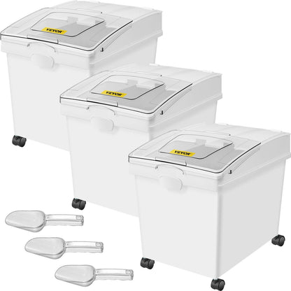 Ingredient Storage Bin Set, 3-Piece, 120L Capacity, with Wheels and Scoop