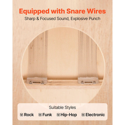 Large Cajon Box Drum Birch Wood Percussion Instrument with Snare Wires
