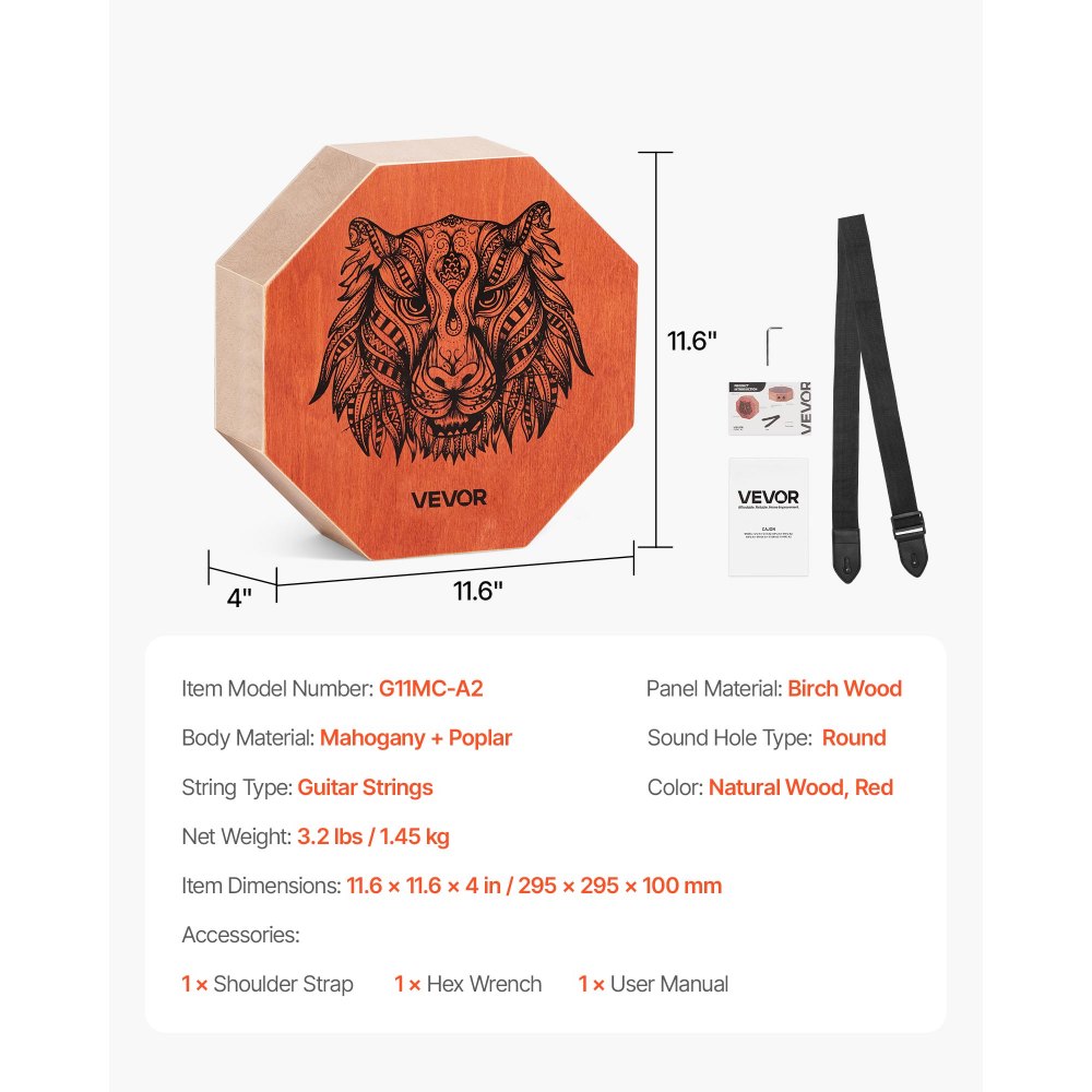 Unique Cajon Box Drum Birch Wood Percussion Instrument with Guitar Strings