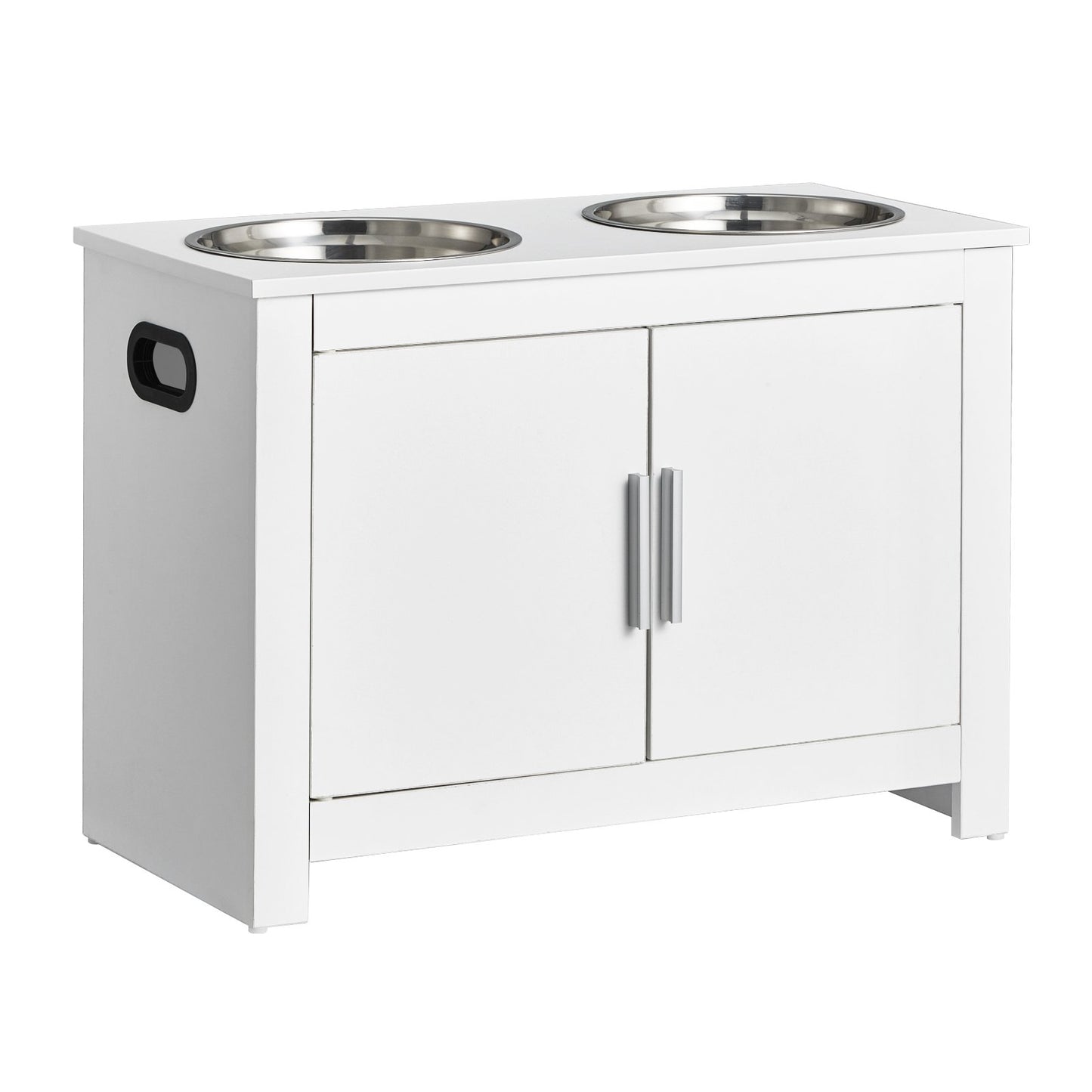 Pet Feeding Station with 2 Stainless Steel Bowls, Elevated Dog Bowls with Storage, Dog Food Storage and Feeder Station with Storage Cabinet, Pet Toy Storage Organizer, for Dogs, Modern