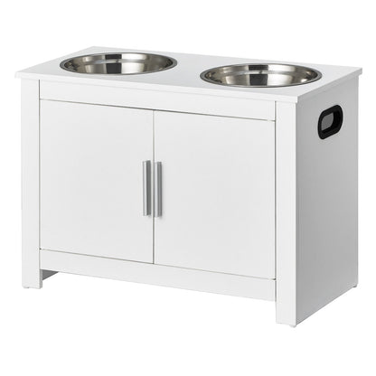 Pet Feeding Station with 2 Stainless Steel Bowls, Elevated Dog Bowls with Storage, Dog Food Storage and Feeder Station with Storage Cabinet, Pet Toy Storage Organizer, for Dogs, Modern