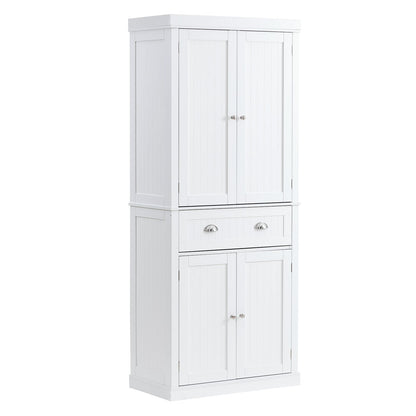 Freestanding Kitchen Pantry Cabinet with Adjustable Shelves, Pearl White, 183 cm