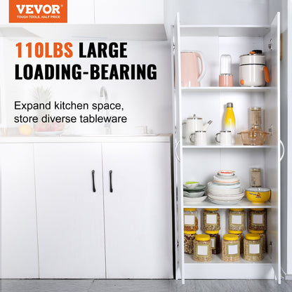 VEVOR Kitchen Pantry Cabinet, 60" Tall Food Pantry Storage Cabinet, 110LBS Freestanding