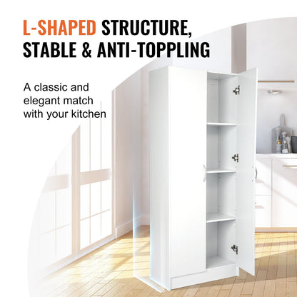 Tall Freestanding Pantry Cabinet with Adjustable Shelves for Kitchen Storage