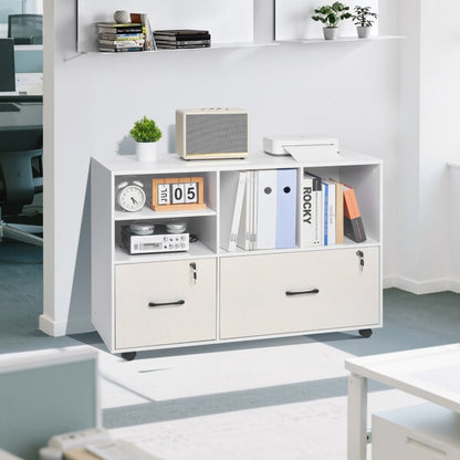 VEVOR 2 Drawer Wooden File Cabinet Mobile Filing Cabinet with Adjustable Shelves
