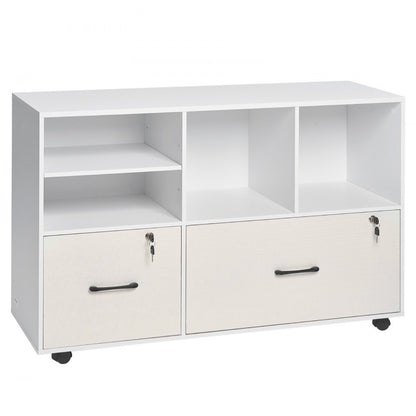 VEVOR 2 Drawer Wooden File Cabinet Mobile Filing Cabinet with Adjustable Shelves