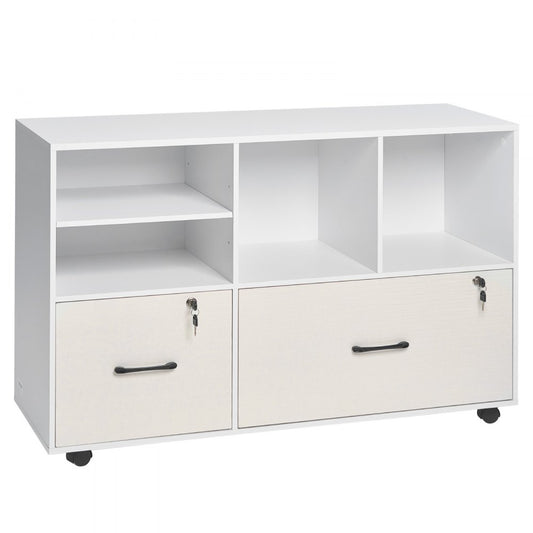 VEVOR 2 Drawer Wooden File Cabinet Mobile Filing Cabinet with Adjustable Shelves