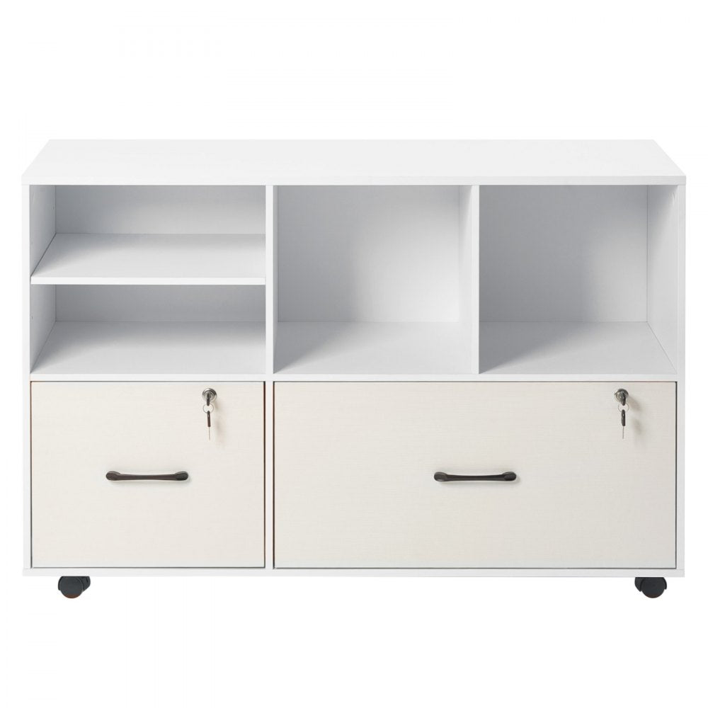VEVOR 2 Drawer Wooden File Cabinet Mobile Filing Cabinet with Adjustable Shelves
