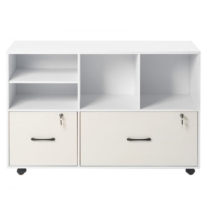VEVOR 2 Drawer Wooden File Cabinet Mobile Filing Cabinet with Adjustable Shelves