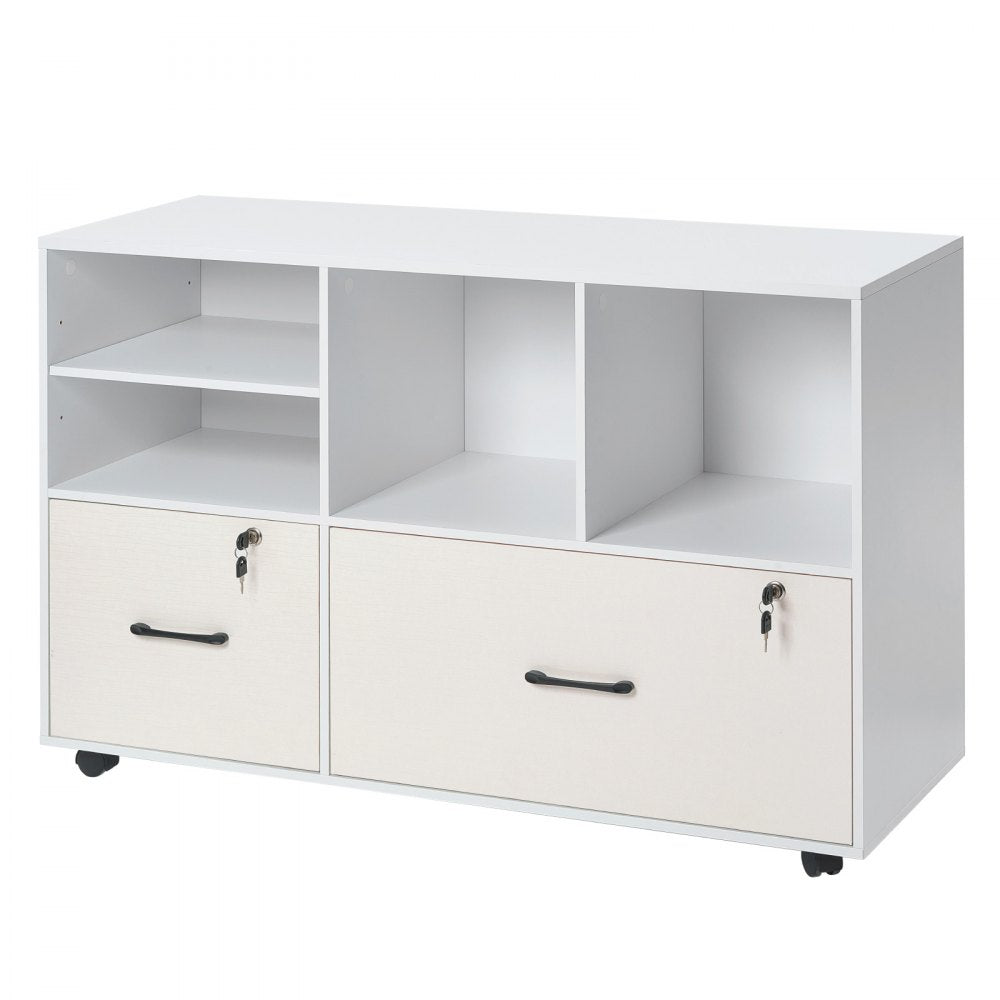 VEVOR 2 Drawer Wooden File Cabinet Mobile Filing Cabinet with Adjustable Shelves