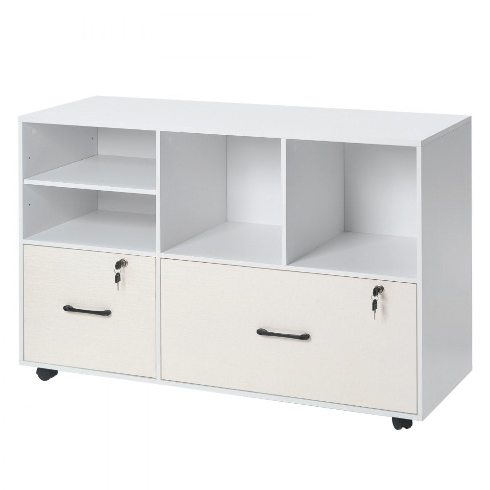 VEVOR 2 Drawer Wooden File Cabinet Mobile Filing Cabinet with Adjustable Shelves