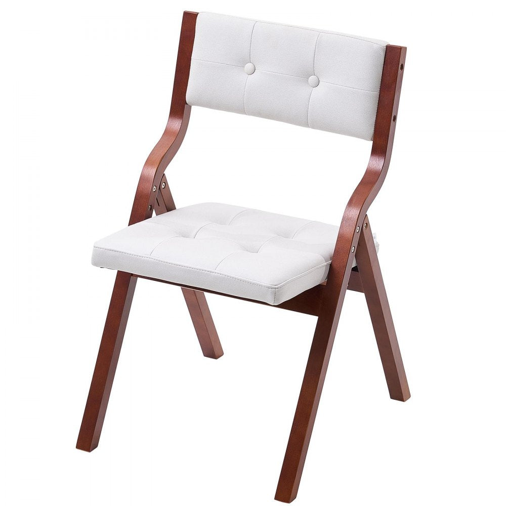 Wooden Folding Chairs with Padded Cushion and Wooden Frame White Set of 4