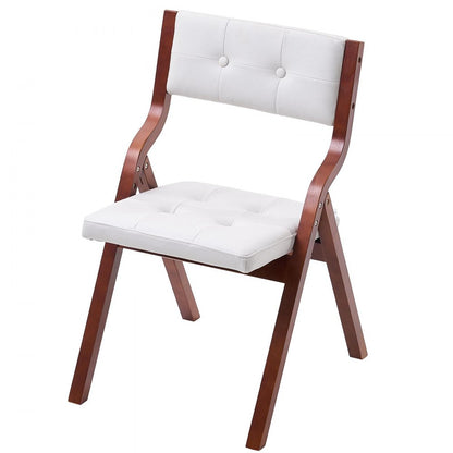 Wooden Folding Chairs with Padded Cushion and Wooden Frame White Set of 4
