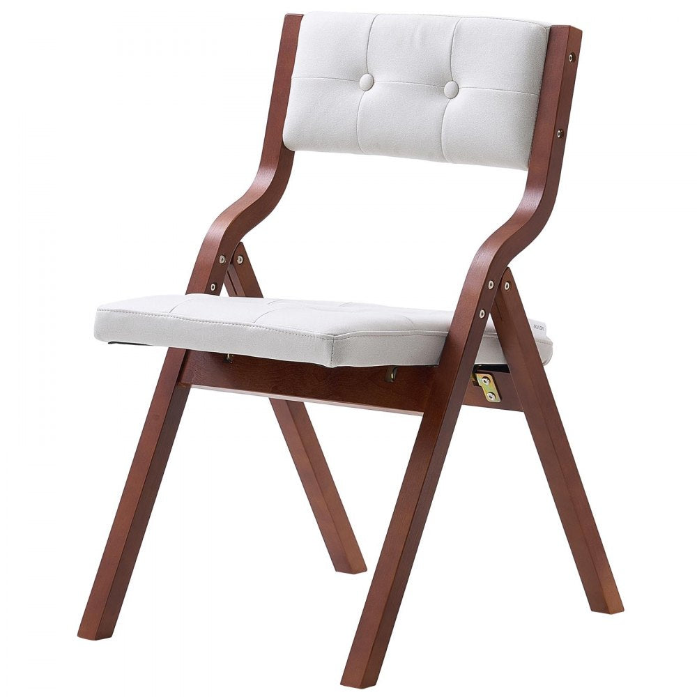 Wooden Folding Chairs with Padded Cushion and Wooden Frame White Set of 4