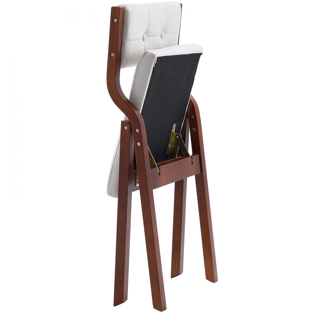 Wooden Folding Chairs with Padded Cushion and Wooden Frame White Set of 4