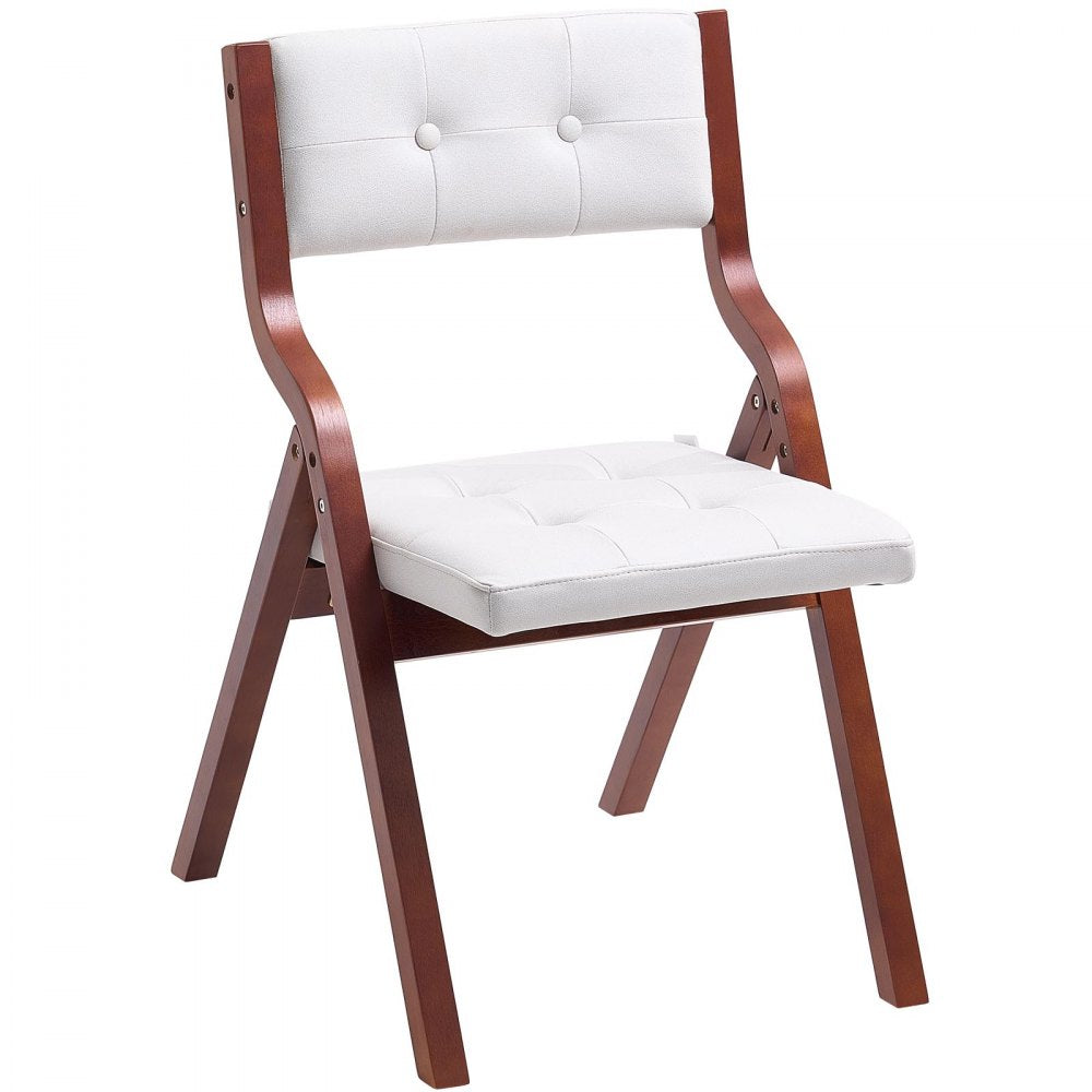 Wooden Folding Chairs with Padded Cushion and Wooden Frame White Set of 4