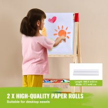 Two long paper rolls fit standing easels or spread across tables and floors for flexible artwork