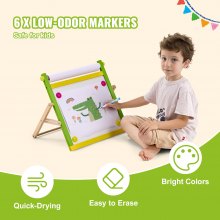 32-piece easel accessory set includes dust-free chalk, colorful markers, and two paper rolls for kids