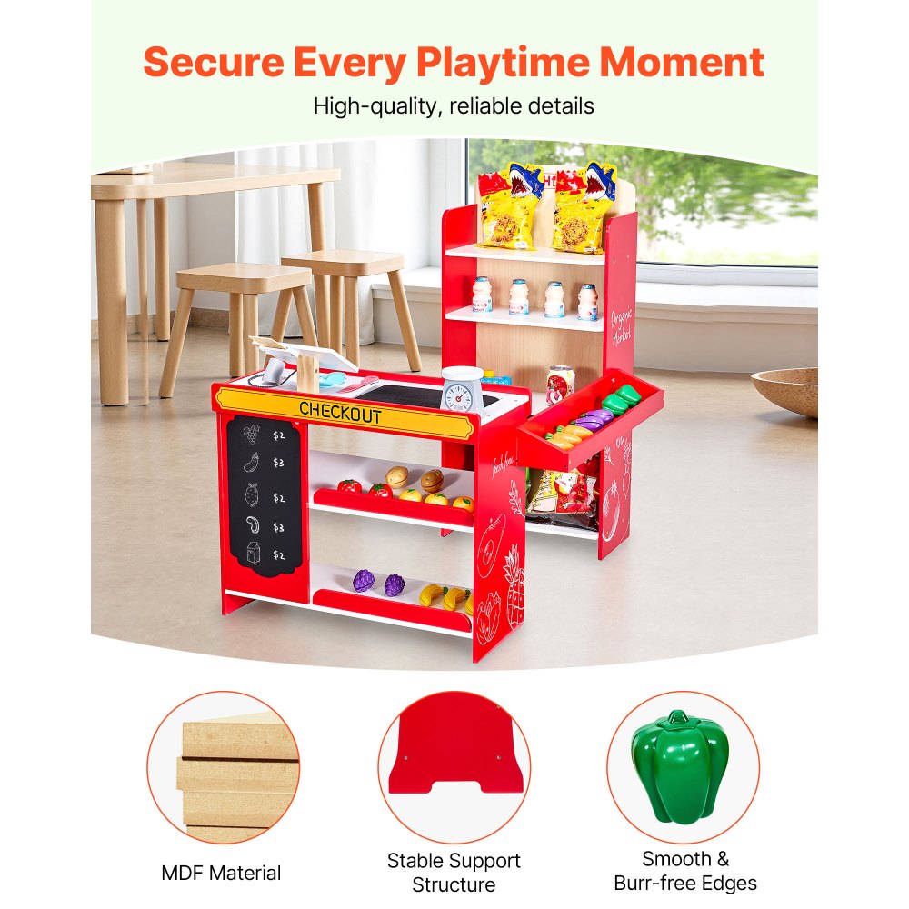 Kids Grocery Store Playset Supermarket Play Toy Set with Cash Register