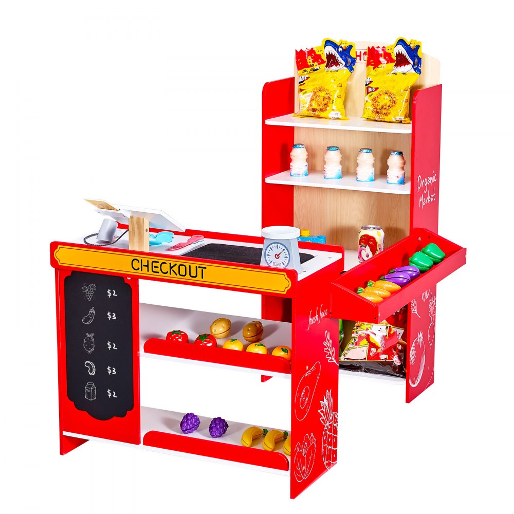 Kids Grocery Store Playset Supermarket Play Toy Set with Cash Register